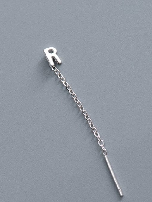 ES2180 [Single R Letter] 925 Sterling Silver Tassel Minimalist Threader Earring